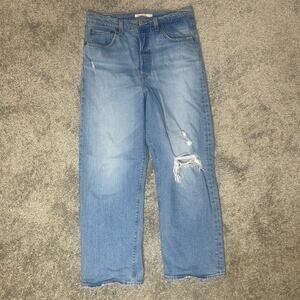 Levi’s RibCage Straight 31 x 27 Button Fly distressed Faded Jeans